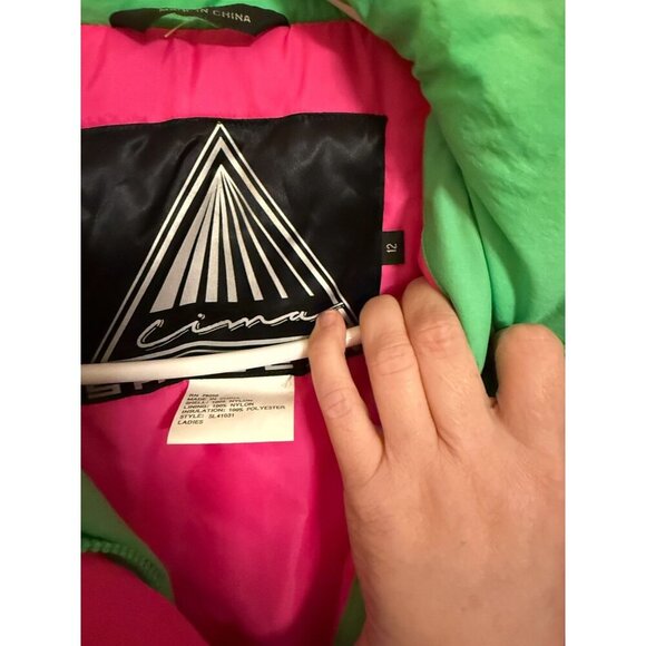 Vintage Cima Womens Ski coat jacket Colorblock Pink Green Purple Size 12 - Picture 6 of 8